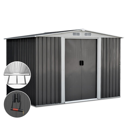 Giantz Garden Shed 2.58x2.07M w/Metal Base Sheds Outdoor Storage Double Door Tool.