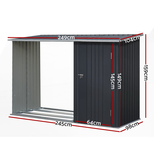 Giantz Garden Shed 2.49x1.04M Sheds Outdoor Tool Storage Workshop House Steel 2 in 1.
