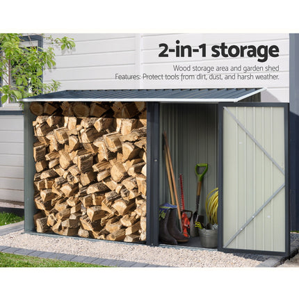 Giantz Garden Shed 2.49x1.04M Sheds Outdoor Tool Storage Workshop House Steel 2 in 1.