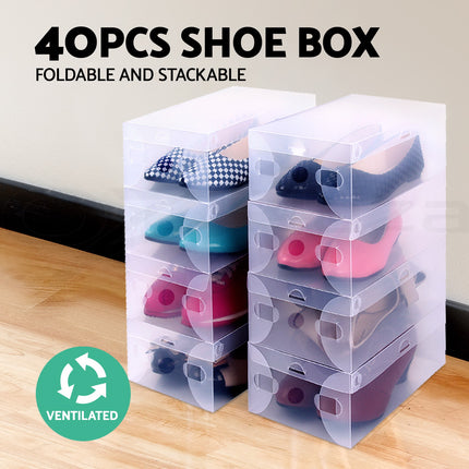 Artiss 40X Shoe Box Storage Clear Case Foldable Stackable.