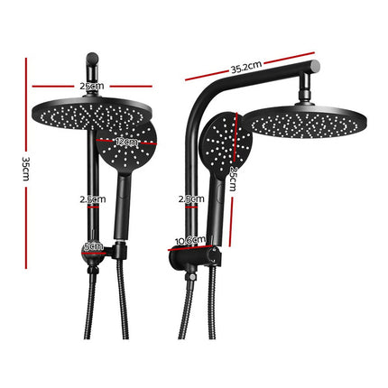 Cefito 9'' Rain Shower Head Set Handheld Round High Pressure Black.