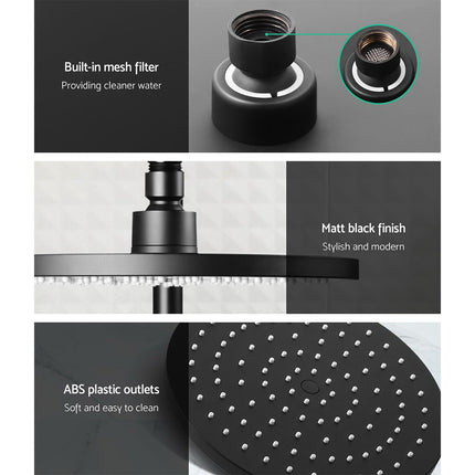 Cefito 9'' Rain Shower Head Set Handheld Round High Pressure Black.