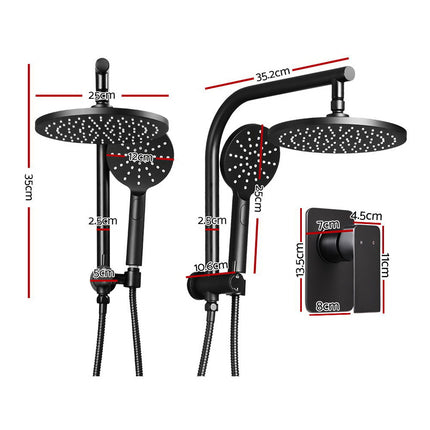Cefito 9'' Rain Shower Head Set Handheld Round High Pressure Mixer Tap Black.