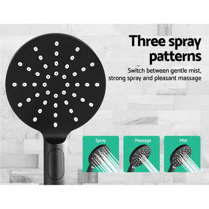 Cefito 9'' Rain Shower Head Set Handheld Round High Pressure Twins Tap Black.