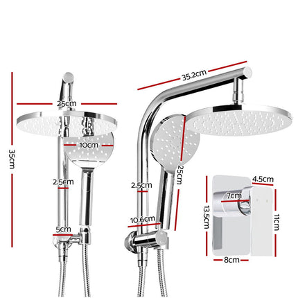 Cefito 9'' Rain Shower Head Set Handheld Round High Pressure Mixer Tap Chrome.
