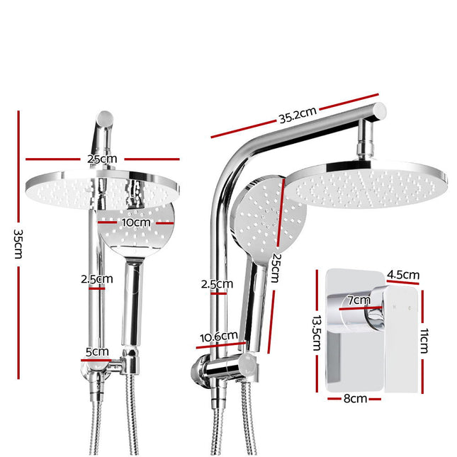 Cefito 9'' Rain Shower Head Set Handheld Round High Pressure Mixer Tap Chrome.