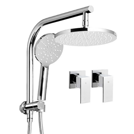 Cefito 9'' Rain Shower Head Set Handheld Round High Pressure Twins Tap Chome.