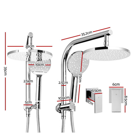 Cefito 9'' Rain Shower Head Set Handheld Round High Pressure Twins Tap Chome.