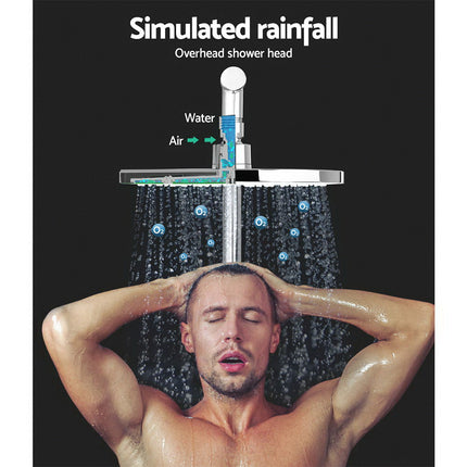 Cefito 9'' Rain Shower Head Set Handheld Round High Pressure Twins Tap Chome.