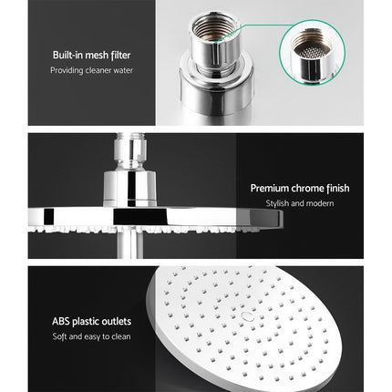 Cefito 9'' Rain Shower Head Set Handheld Round High Pressure Twins Tap Chome.