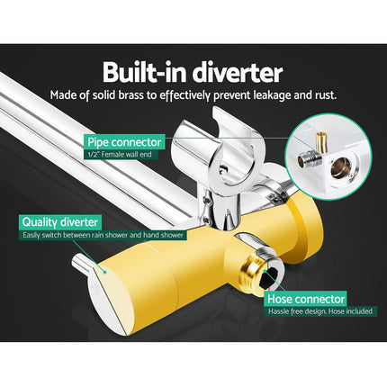 Cefito 9'' Rain Shower Head Set Handheld Round High Pressure Twins Tap Chome.