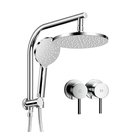 Cefito 9'' Rain Shower Head Set Handheld Round High Pressure Twins Tap Chrome.