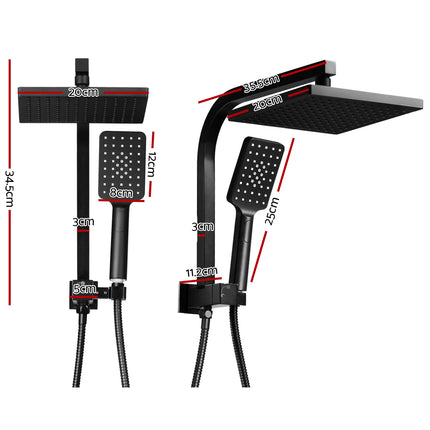Cefito 8'' Rain Shower Head Set Handheld Square High Pressure Black.