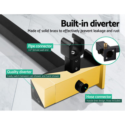 Cefito 8'' Rain Shower Head Set Handheld Square High Pressure Black.