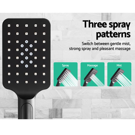 Cefito 8'' Rain Shower Head Set Handheld Square High Pressure Black.