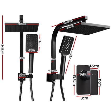 Cefito 8'' Rain Shower Head Set Handheld Square High Pressure Mixer Tap Black.