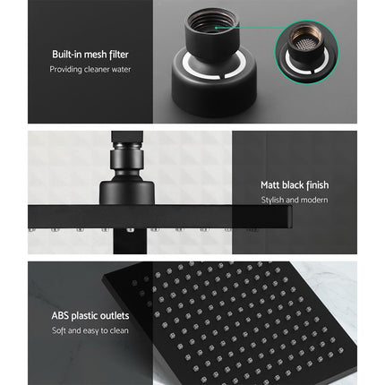 Cefito 8'' Rain Shower Head Set Handheld Square High Pressure Mixer Tap Black.