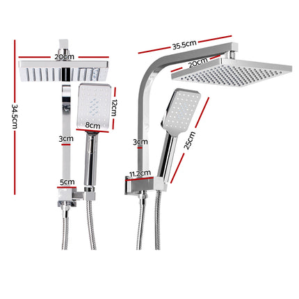 Cefito 8'' Rain Shower Head Set Handheld Square High Pressure Chrome.
