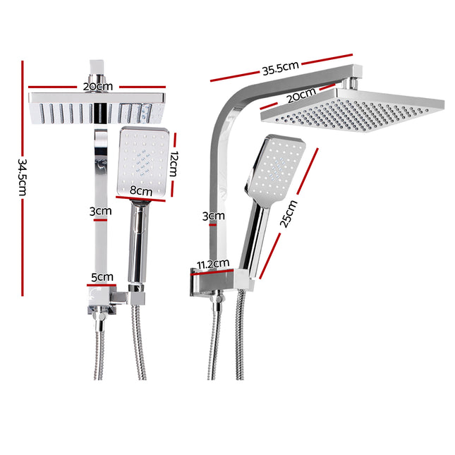 Cefito 8'' Rain Shower Head Set Handheld Square High Pressure Chrome.