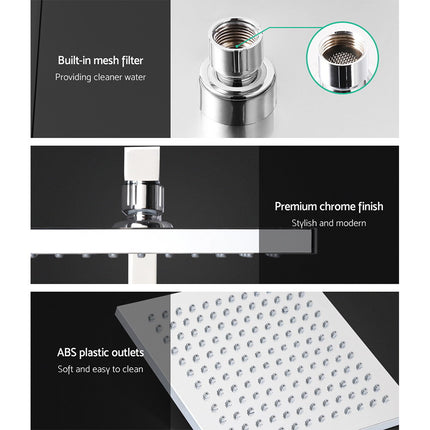 Cefito 8'' Rain Shower Head Set Handheld Square High Pressure Chrome.