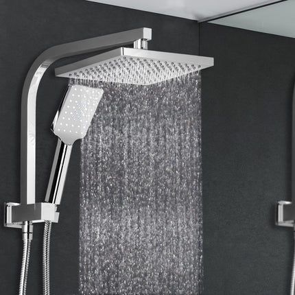 Cefito 8'' Rain Shower Head Set Handheld Square High Pressure Chrome.