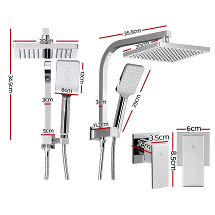 Cefito 8'' Rain Shower Head Set Handheld Square High Pressure wins Tap�Chrome.
