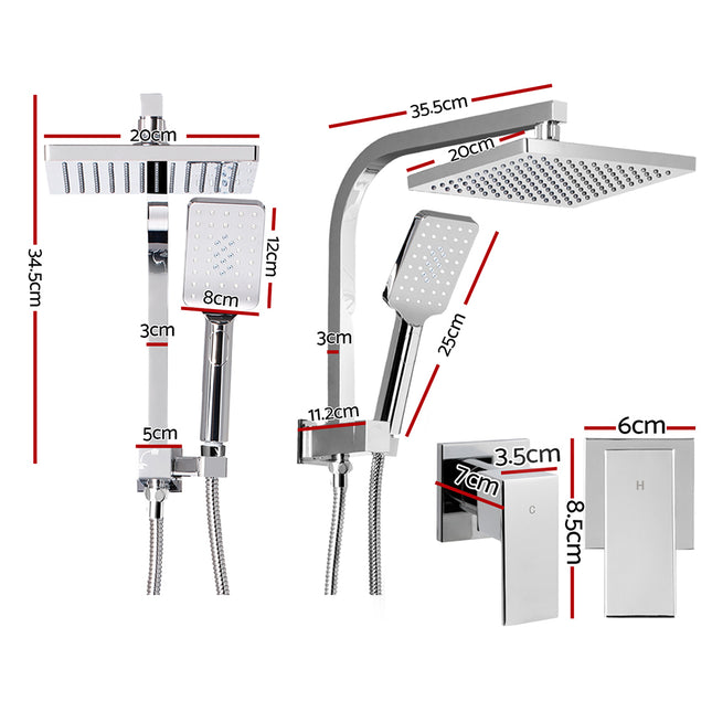 Cefito 8'' Rain Shower Head Set Handheld Square High Pressure wins Tap�Chrome.