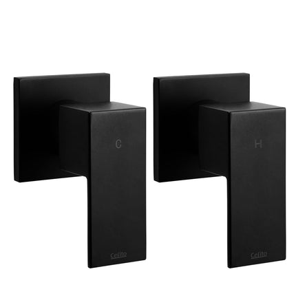Cefito Shower Twins Tap Wall Bath Taps Brass Hot Cold Basin Bathroom Black.