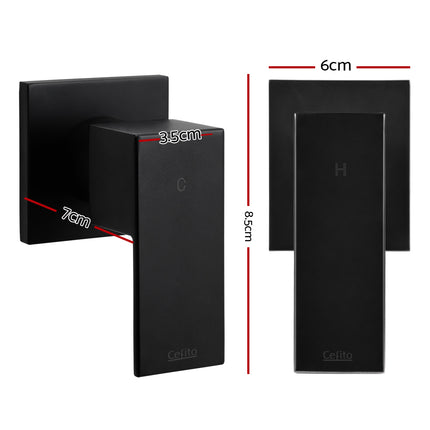 Cefito Shower Twins Tap Wall Bath Taps Brass Hot Cold Basin Bathroom Black.