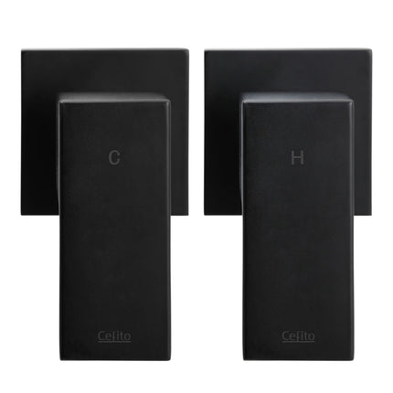 Cefito Shower Twins Tap Wall Bath Taps Brass Hot Cold Basin Bathroom Black.