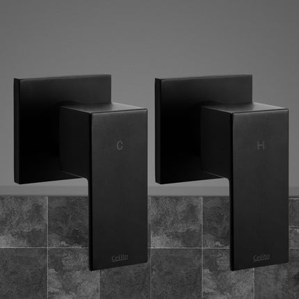Cefito Shower Twins Tap Wall Bath Taps Brass Hot Cold Basin Bathroom Black.