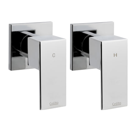 Cefito Shower Twins Tap Wall Bath Taps Brass Hot Cold Basin Bathroom Chrome.