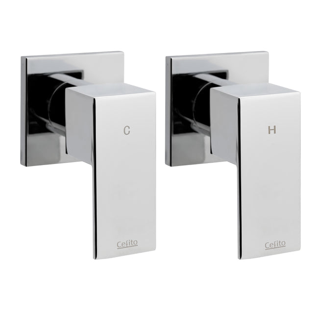 Cefito Shower Twins Tap Wall Bath Taps Brass Hot Cold Basin Bathroom Chrome.