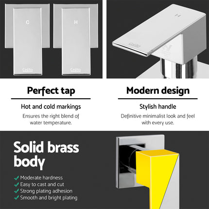 Cefito Shower Twins Tap Wall Bath Taps Brass Hot Cold Basin Bathroom Chrome.
