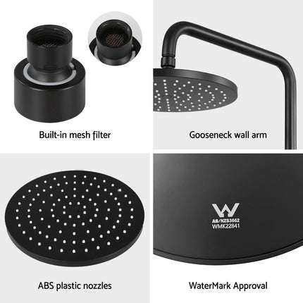 9'' Rain Shower Head Overhead High-pressure Swivel Black.