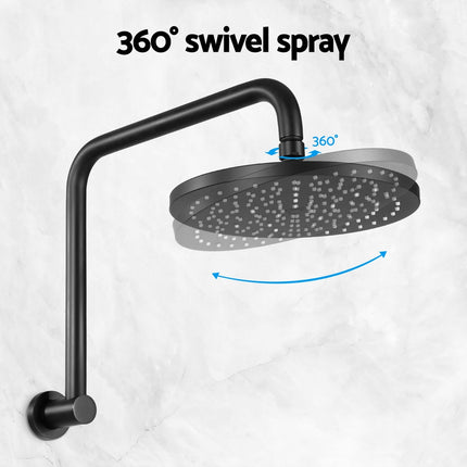 9'' Rain Shower Head Overhead High-pressure Swivel Black.