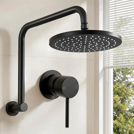 Cefito 9'' Rain Overhead Swivel Shower Head with Wall Bathroom Mixer.