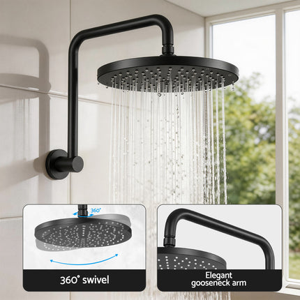 Cefito 9'' Rain Overhead Swivel Shower Head with Wall Bathroom Mixer.