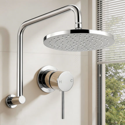Cefito 9'' Rain Overhead Swivel Shower Head with Wall Bathroom Mixer Silver.