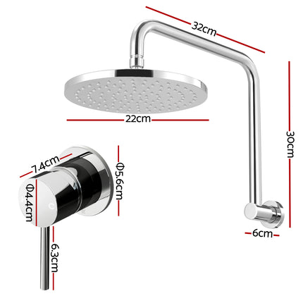 Cefito 9'' Rain Overhead Swivel Shower Head with Wall Bathroom Mixer Silver.