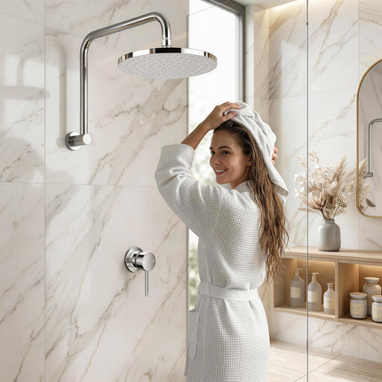 Cefito 9'' Rain Overhead Swivel Shower Head with Wall Bathroom Mixer Silver.