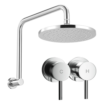 Cefito 9'' Rain Overhead Swivel Shower Head with Wall Twin Swivel Bathroom Tap Silver.