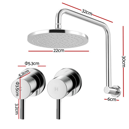 Cefito 9'' Rain Overhead Swivel Shower Head with Wall Twin Swivel Bathroom Tap Silver.