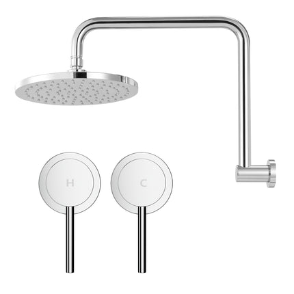 Cefito 9'' Rain Overhead Swivel Shower Head with Wall Twin Swivel Bathroom Tap Silver.