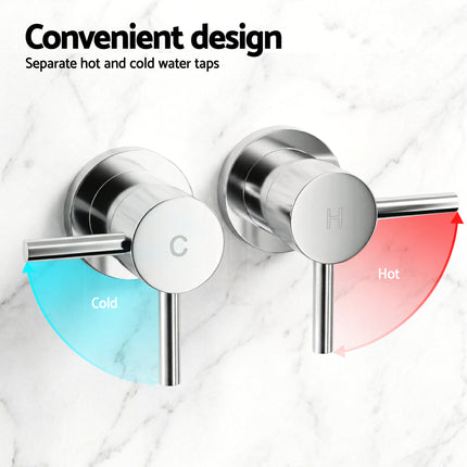 Cefito 9'' Rain Overhead Swivel Shower Head with Wall Twin Swivel Bathroom Tap Silver.