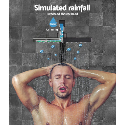 Cefito 8'' Rain Shower Head Wall Arm Square High Pressure Black.