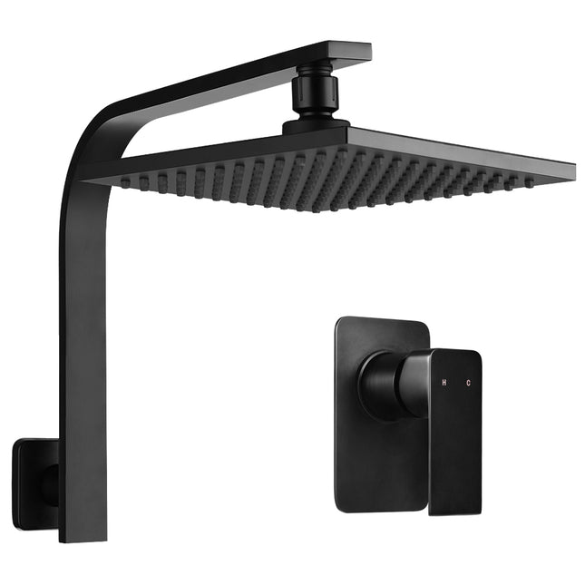 Cefito 8'' Rain Shower Head Wall Arm Square High Pressure Mixer Tap Black.