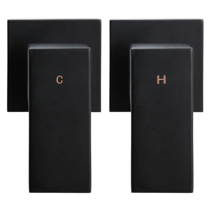 Cefito 8'' Rain Shower Head Wall Arm Square High Pressure Twins Tap Black.