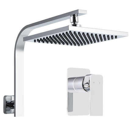 Cefito 8'' Rain Shower Head Wall Arm Square High Pressure Twins Tap Chrome.