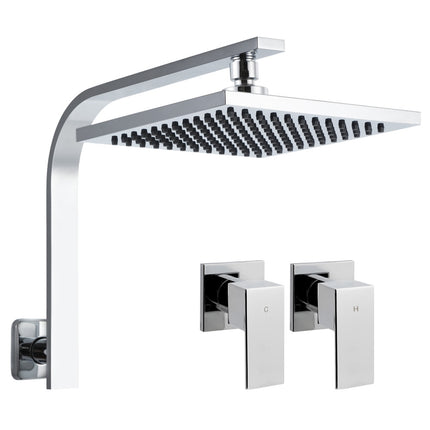 Cefito 8'' Rain Shower Head Wall Arm Square High Pressure Twins Tap Chrome.